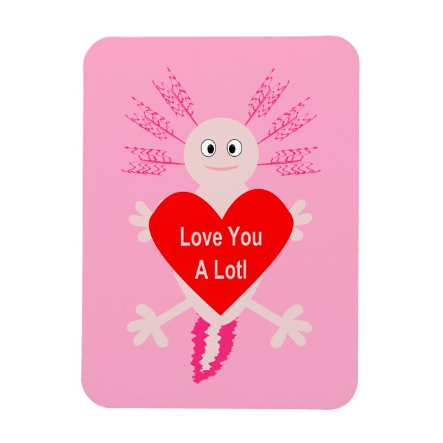 Magnet Flexible Valentines Jour Amour Coeur Axolotl (Vertical)
