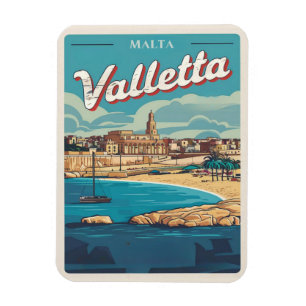 Magnet Flexible Valletta vintage, souvenirs et cadeaux de voyage d