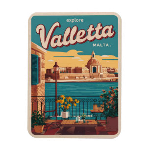 Magnet Flexible Valletta vintage, souvenirs et cadeaux de voyage d