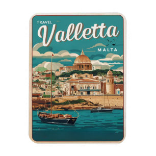 Magnet Flexible Valletta vintage, souvenirs et cadeaux de voyage d