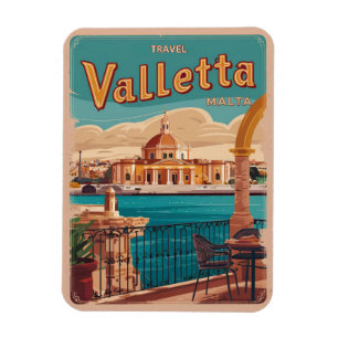 Magnet Flexible Valletta vintage, souvenirs et cadeaux de voyage d
