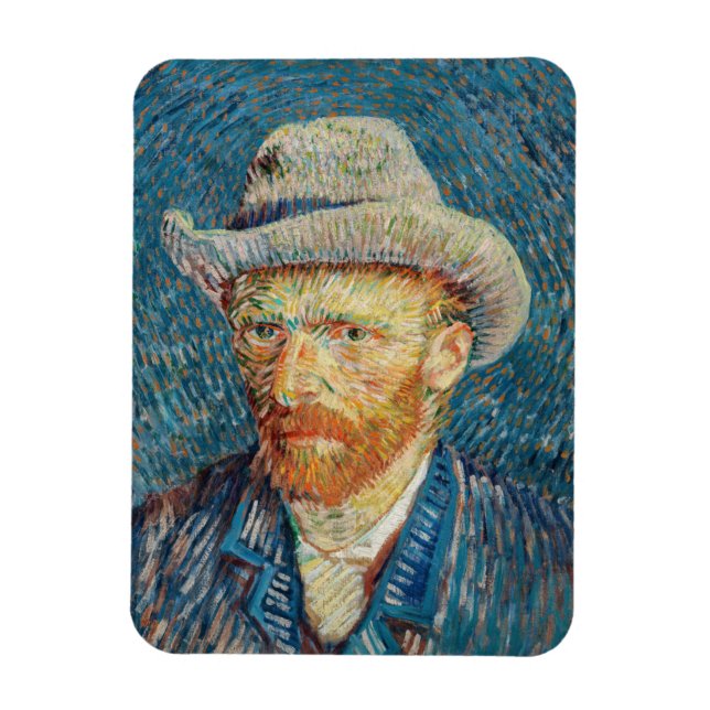 Magnet Flexible Van Gogh - Autoportrait avec un Casquette gris (Vertical)
