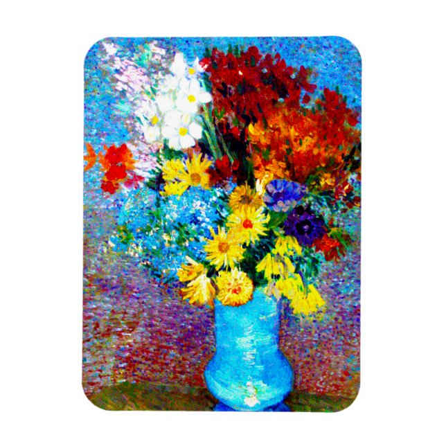 Magnet Flexible Van Gogh Flowers dans un Vase Bleu (Vertical)