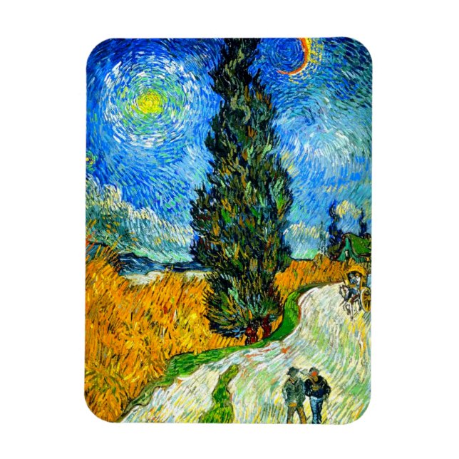 Magnet Flexible Van Gogh Road avec Cypress et Star (Vertical)