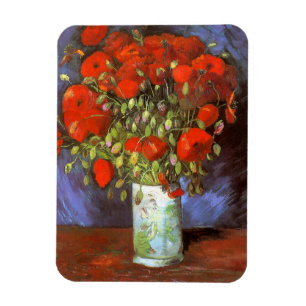 Magnet Flexible Van Gogh : Vase avec des papillons rouges