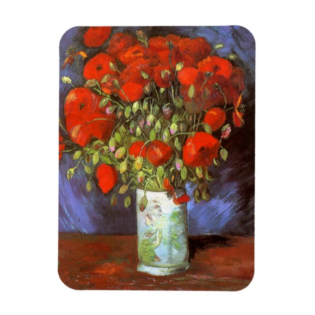 Magnet Flexible Van Gogh : Vase avec des pavots rouges (Vertical)