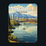 Magnet Flexible Vancouver Canada Travel Art Vintage<br><div class="desc">Conception de déplacement vectoriel rétro de Vancouver. Vancouver,  port maritime de la côte ouest en pleine effervescence en Colombie-Britannique,  est l’une des villes les plus denses et les plus diversifiées du Canada sur le plan ethnique.</div>