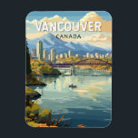 Magnet Flexible Vancouver Canada Travel Art Vintage<br><div class="desc">Conception de déplacement vectoriel rétro de Vancouver. Vancouver,  port maritime de la côte ouest en pleine effervescence en Colombie-Britannique,  est l’une des villes les plus denses et les plus diversifiées du Canada sur le plan ethnique.</div>