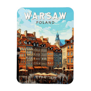 Magnet Flexible Varsovie Pologne Travel Art Vintage