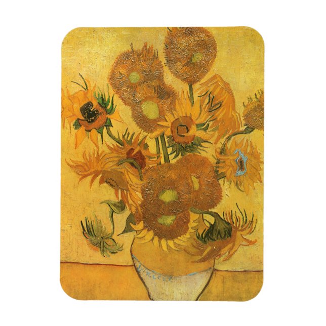 Magnet Flexible Vase avec 15 tournesols par Vincent van Gogh (Vertical)