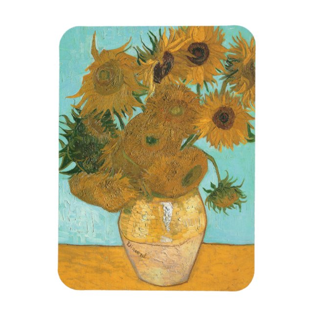 Magnet Flexible Vase avec douze tournesols de Vincent van Gogh (Vertical)