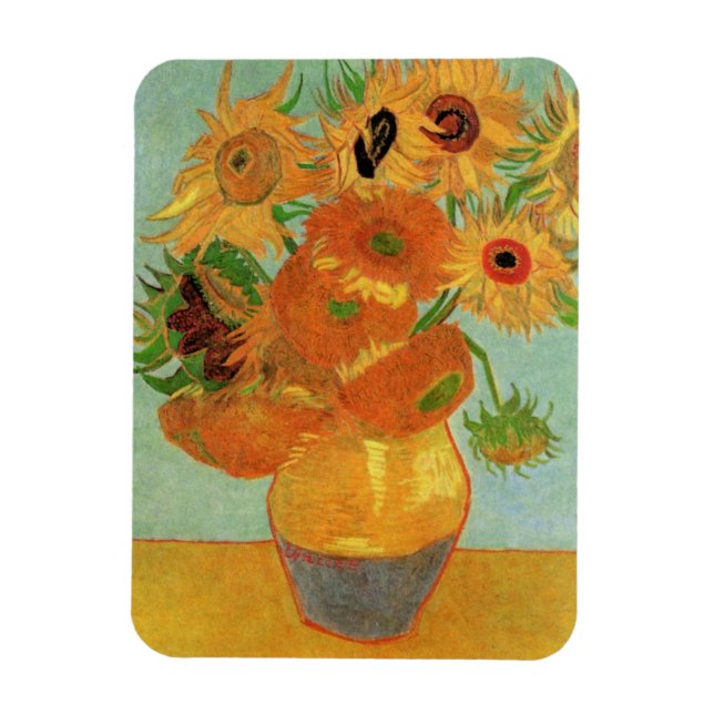 Magnet Flexible Vase avec douze tournesols par Vincent van Gogh (Vertical)