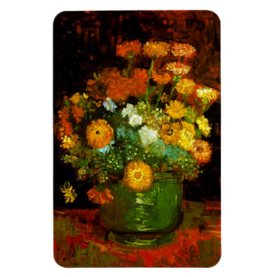 Magnet Flexible Vase avec Zinnias Van Gogh Art