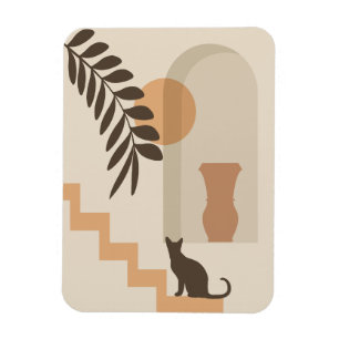 Magnet Flexible Vase Chat Feuille d'escalier, Art Géométrique Abst