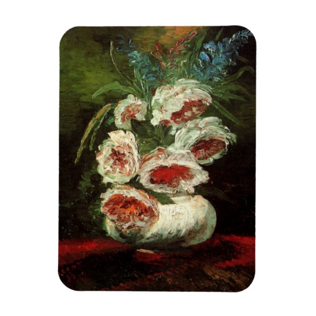 Magnet Flexible Vase with Peonies by Vincent van Gogh (Vertical)