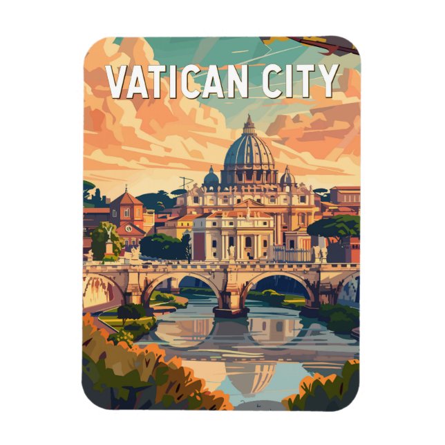 Magnet Flexible Vatican City Travel Art Vintage (Vertical)