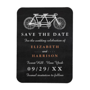 Magnet Flexible Vélo Tandem Sur Chalkboard Mariage Enregistrer La