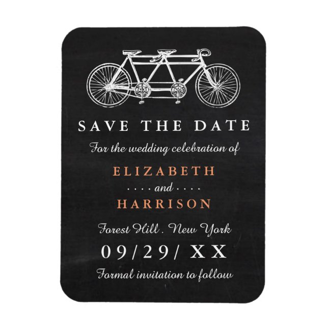 Magnet Flexible Vélo Tandem Sur Chalkboard Mariage Enregistrer La  (Vertical)