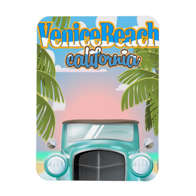 Magnet Flexible Venice Beach california poster vintage. (Vertical)