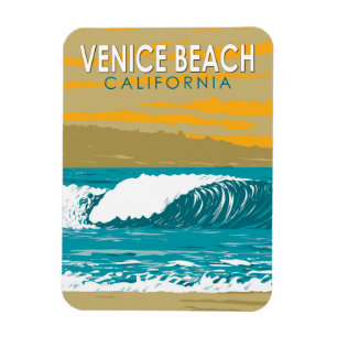 Magnet Flexible Venice Beach California Travel Art Vintage