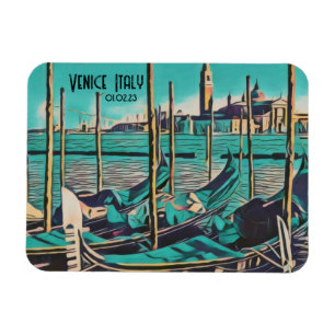 Magnet Flexible Venise Italie Gondola Art, Personnaliser des mots