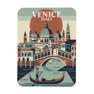 Magnet Flexible Venise Italie Voyage Vintage Gondole Canal