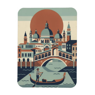 Magnet Flexible Venise rétro Italie Voyage vintage Gondole Canal