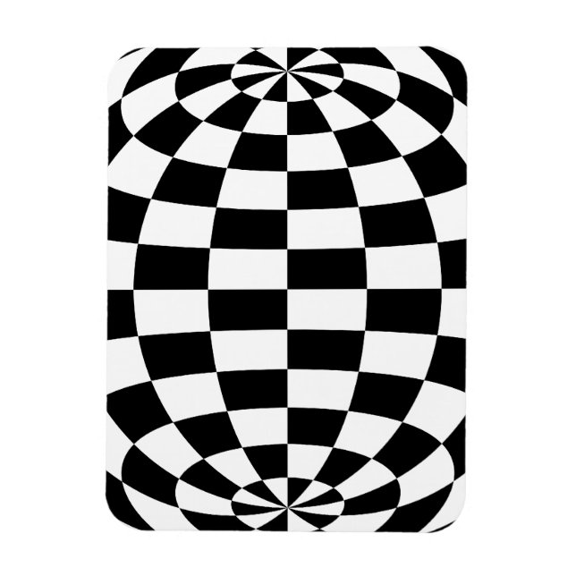 Magnet Flexible Vérificateurs ronds d'illusion optique Noir Blanc (Vertical)