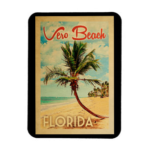 Magnet Flexible Vero Beach Floride Palm Tree Beach Vintage voyage