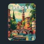 Magnet Flexible Vérone Italie Travel Art Vintage<br><div class="desc">Vérone rétro design de voyage vectoriel. Vérone est une ville du nord de l'Italie de la Vénétie,  avec une vieille ville médiévale construite entre les méandres de la rivière Adige. C’est célèbre pour être le cadre de "Roméo et Juliette" de Shakespeare.</div>