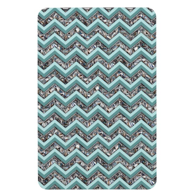 Magnet Flexible Verre coupé foncé et Zigzag Turquoise (Vertical)
