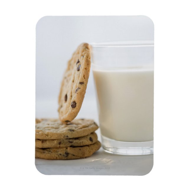 Magnet Flexible Verre de lait et biscuits, gros plan (Vertical)