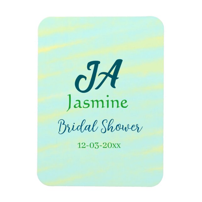 Magnet Flexible Vert bleu pastel aquarelle nom de la douche de mar (Vertical)