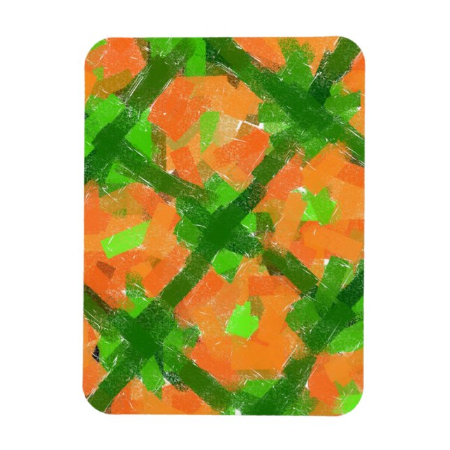 Magnet Flexible Vert et orange Art Abstrait moderne By Elizavella (Vertical)