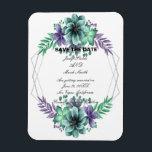 Magnet Flexible Vert Et Violet Aquarelle Floral Enregistrer La Dat<br><div class="desc">Cette belle sauvegarde de l'aimant date est une façon élégante et durable d'annoncer votre grand jour. Personnalisez l'aimant en modifiant le texte dans les champs fournis. Vous pouvez modifier le style de police,  la taille et la couleur.</div>