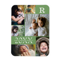 Vert moderne Couleur Bloc Famille 6 Photo Collage