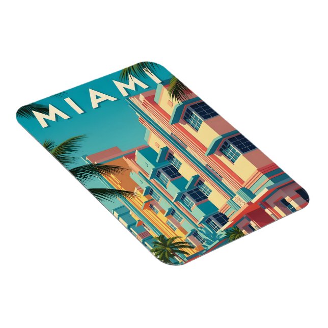 Magnet Flexible Vibrant Miami buildings with palm trees (Côté Droit)