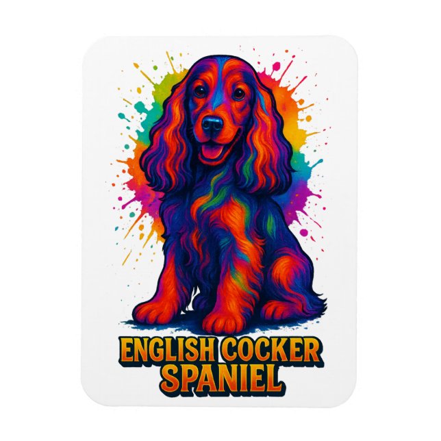 Magnet Flexible Vibrant Pop Art English Cocker Spaniel  (Vertical)