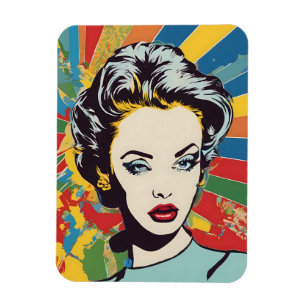 Magnet Flexible Vibrant Retro Femme Pop Portrait Art