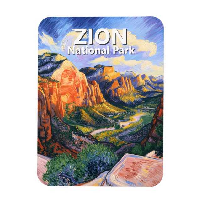 Magnet Flexible Vibrant Zion National Park Angels Landing Van Gogh (Vertical)