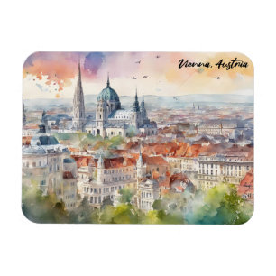 Magnet Flexible Vienne Autriche aquarelle peinture Panorama
