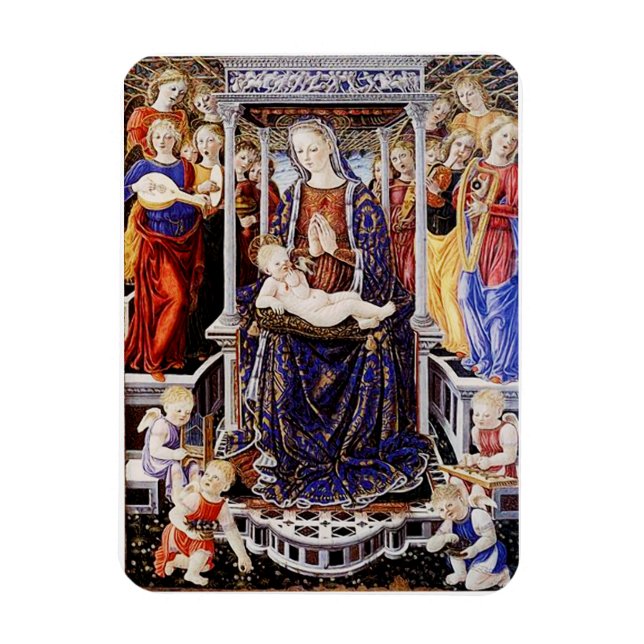 Magnet Flexible Vierge et Enfant enthronés avec Ange musicien (Vertical)