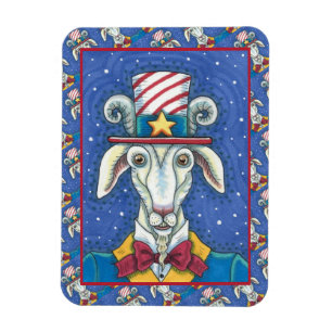 MAGNET FLEXIBLE VIEUX BOUC ONCLE SAM, FARM DRÔLE PATRIOTIQUE BILLY