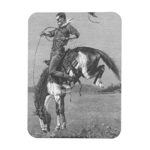 Magnet Flexible Vieux Cowboys de Rodéo, Bronco Sauvage par Remingt