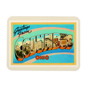 Magnet Flexible Vieux souvenir de Vintage voyage de Columbus Ohio