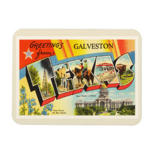 Magnet Flexible Vieux souvenir de Vintage voyage de Galveston le