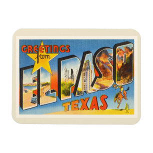 Magnet Flexible Vieux souvenir de Vintage voyage d'El Paso le