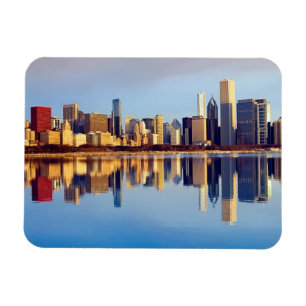 Magnet Flexible View of Chicago skyline with reflection