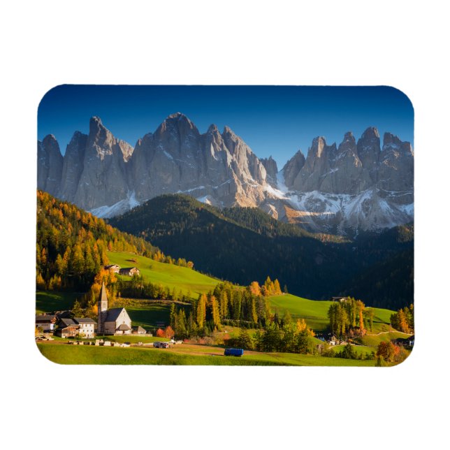 Magnet Flexible Village de Dolomites en automne aimant rectangulai (Horizontal)