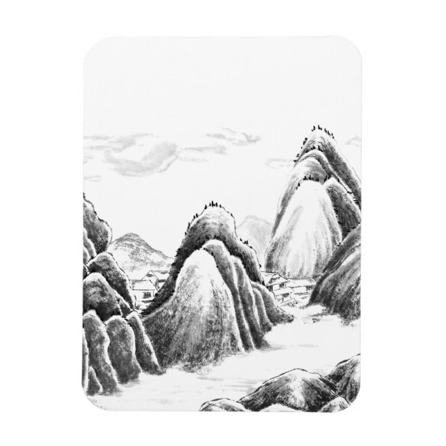 Magnet Flexible Village de montagne - encre (Vertical)